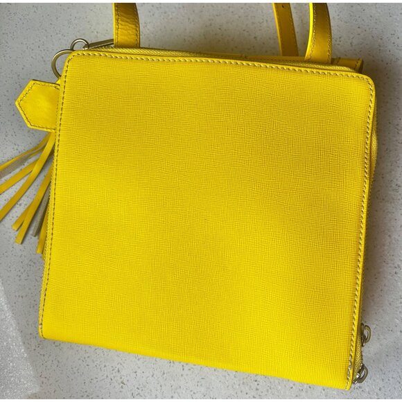 Yellow JW Hulme Leather Crossbody Bag With Tassel Accent & Adjustable Strap - Picture 2 of 14
